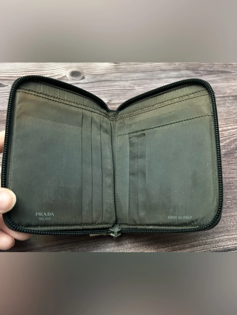 Prada Black Nylon Zip Case with Red Logo Tab
